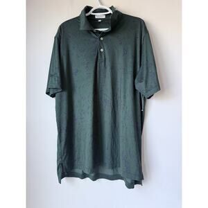 Peter Millar Polo Shirt Mens Large Green Summer Comfort Abstract Golf Logitech